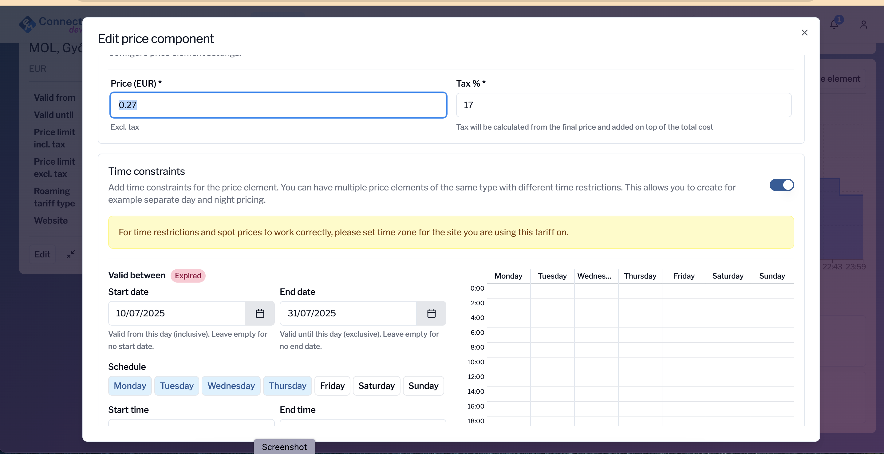 emabler platform edit price components