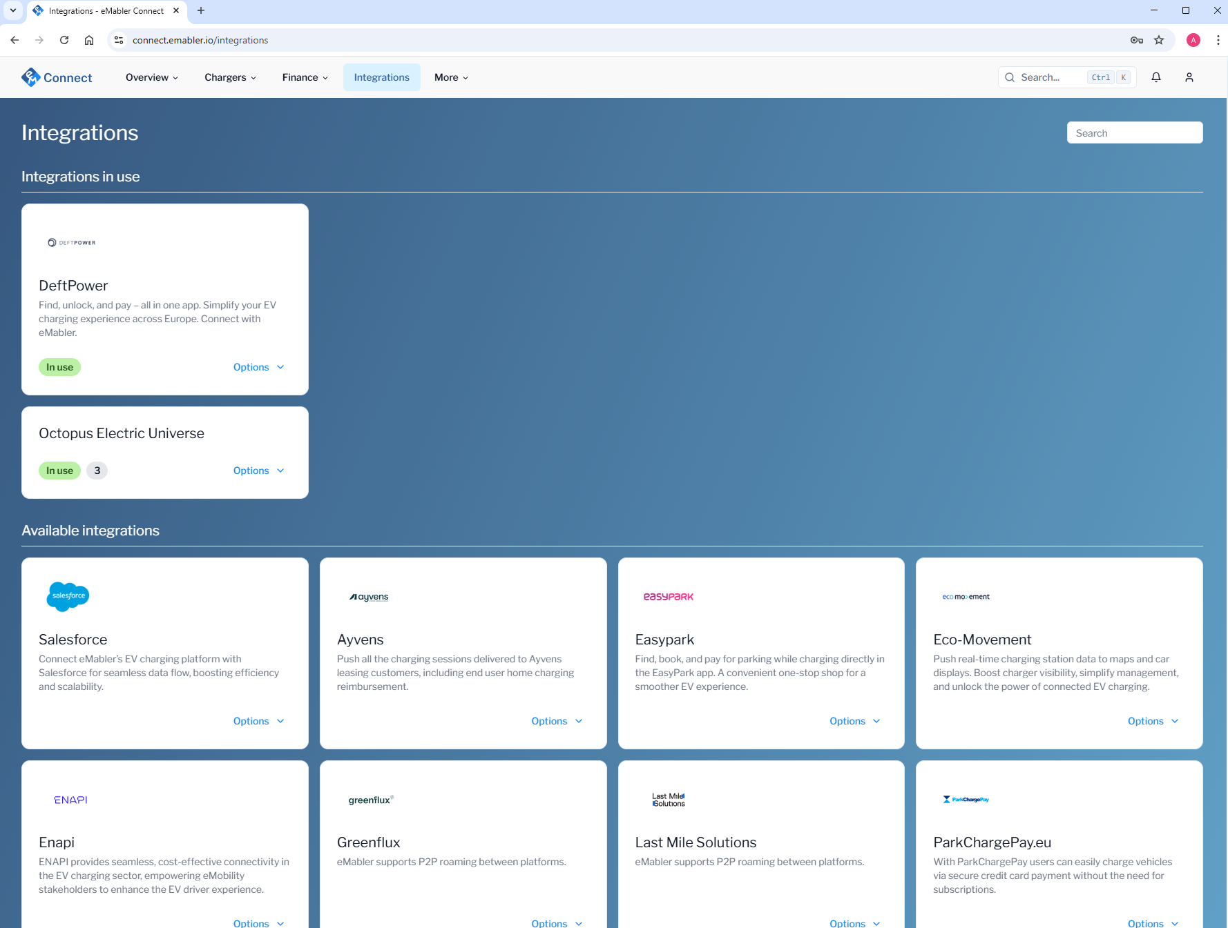 emabler integration platform view 