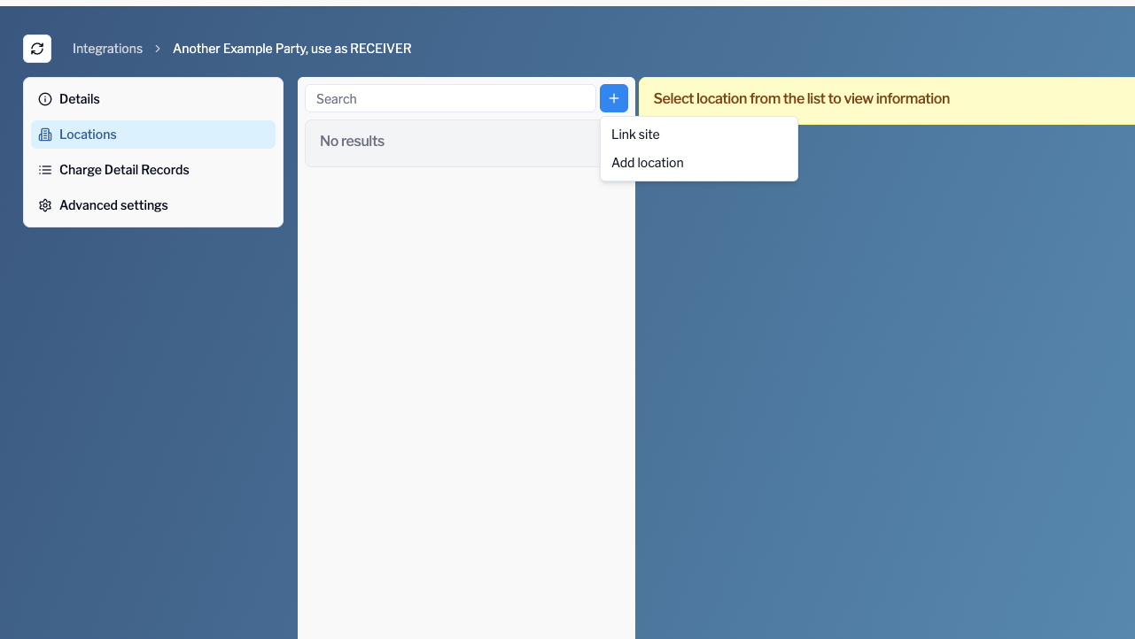 emabler platform integration location set-up