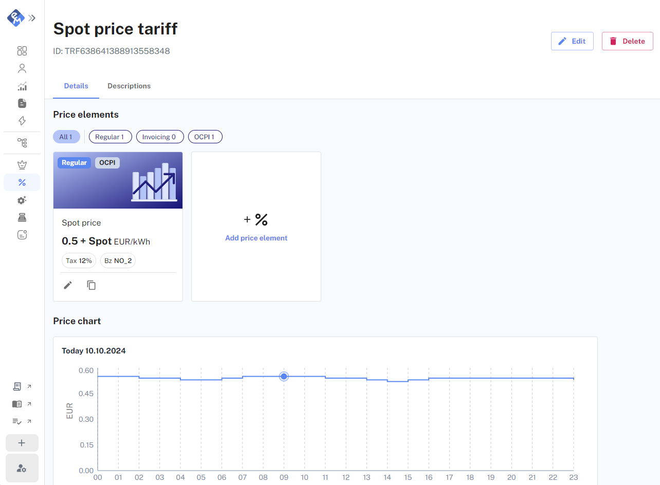 New tariff page